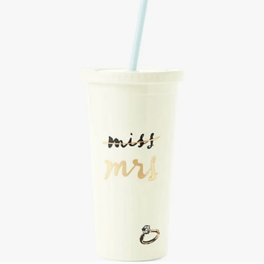 Kate Spade • Miss to Mrs. • Tumbler with straw • EUC